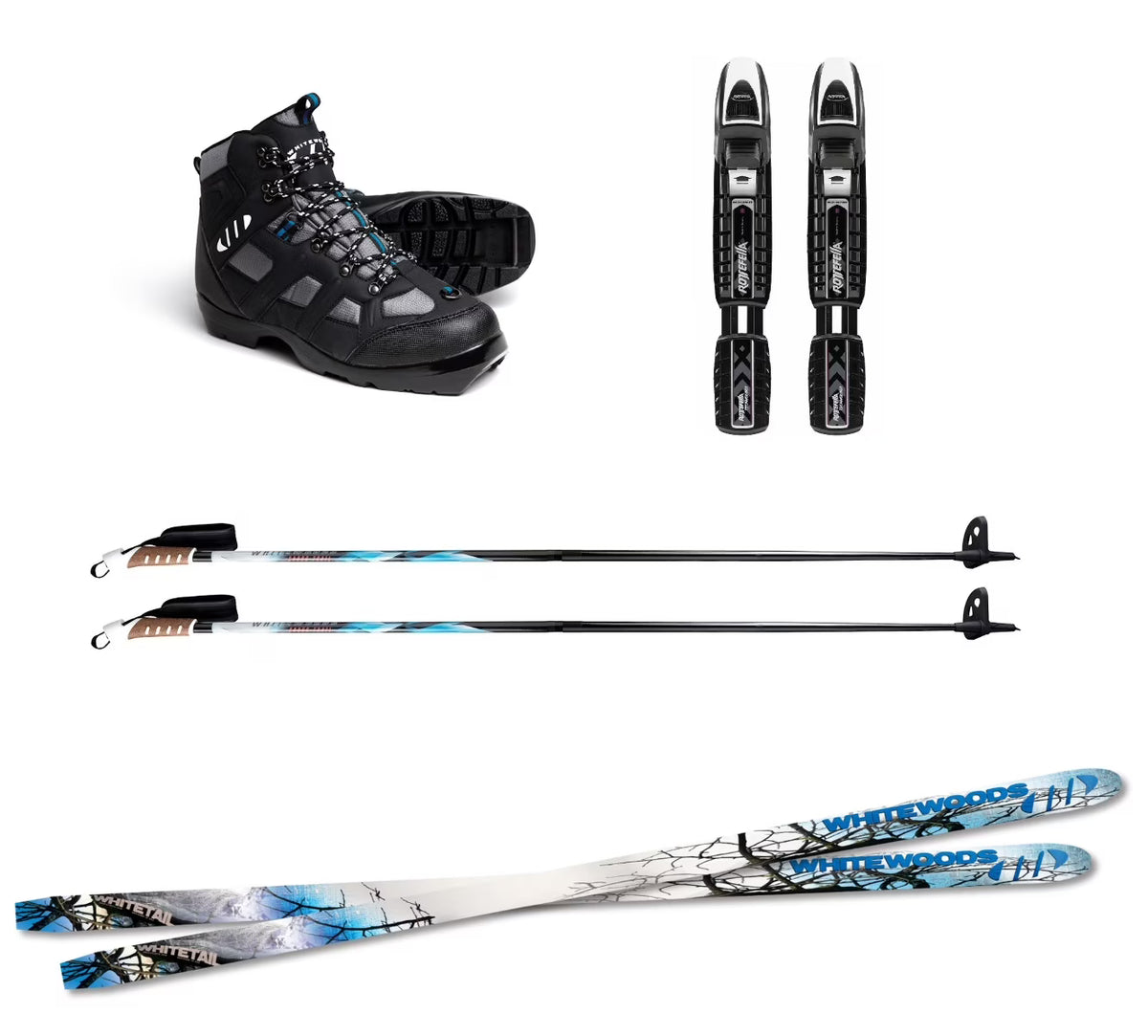 Whitewoods WHITETAIL Metal Edge Backcountry Cross Country NNNBC Ski Package J996