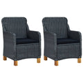 2 Pcs Poly Rattan Patio Chairs with Cushions Dark Gray Z2240