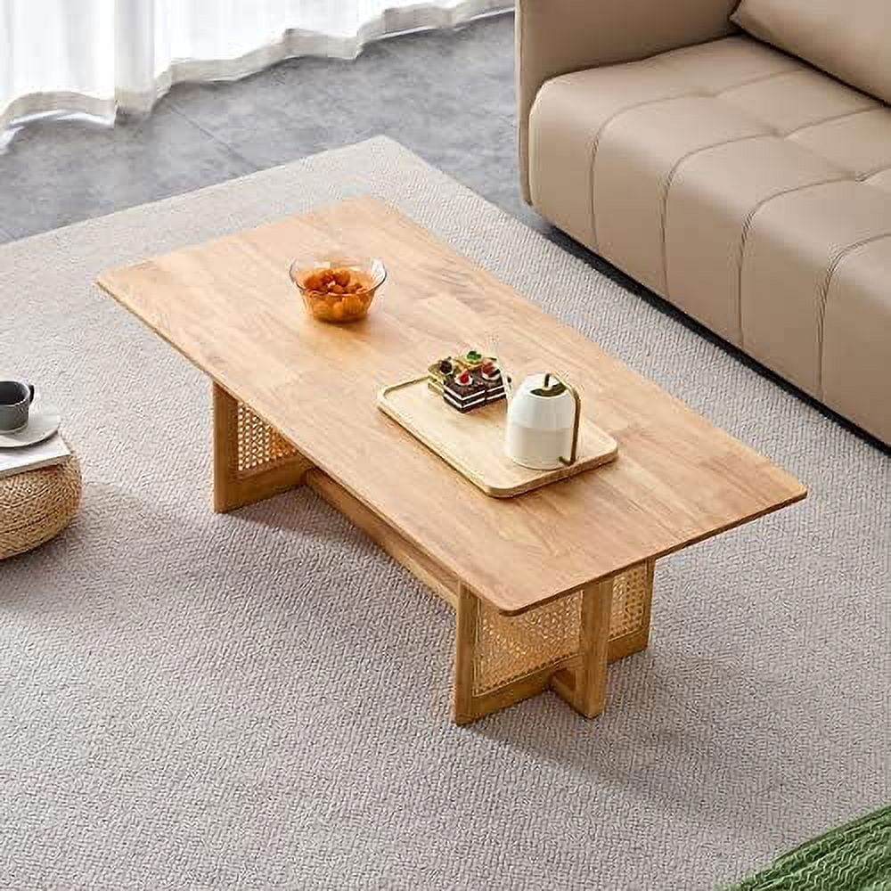 Wooden Coffee Table 47.2" Rectangular with MDF Desktop and Metal Legs Q796767
