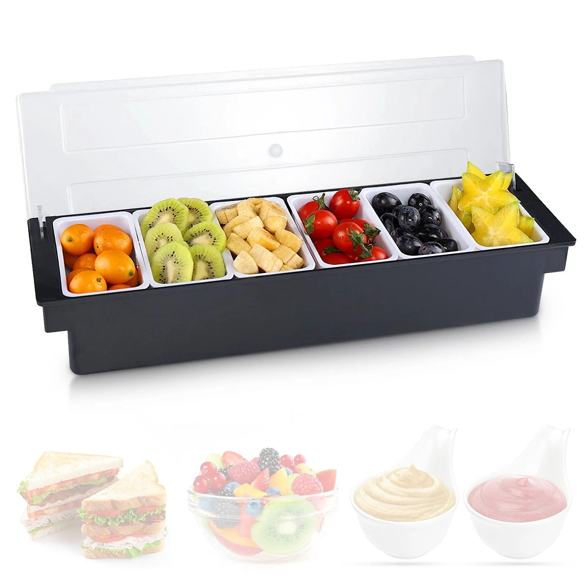 3/4/5/6 Tray Condiment Server with Lid Z37677