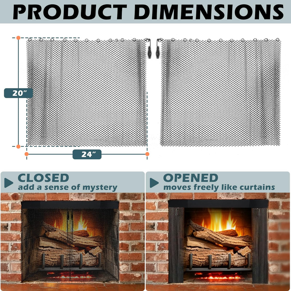 Black Spark Guard Mesh Curtain 2Pcs C371