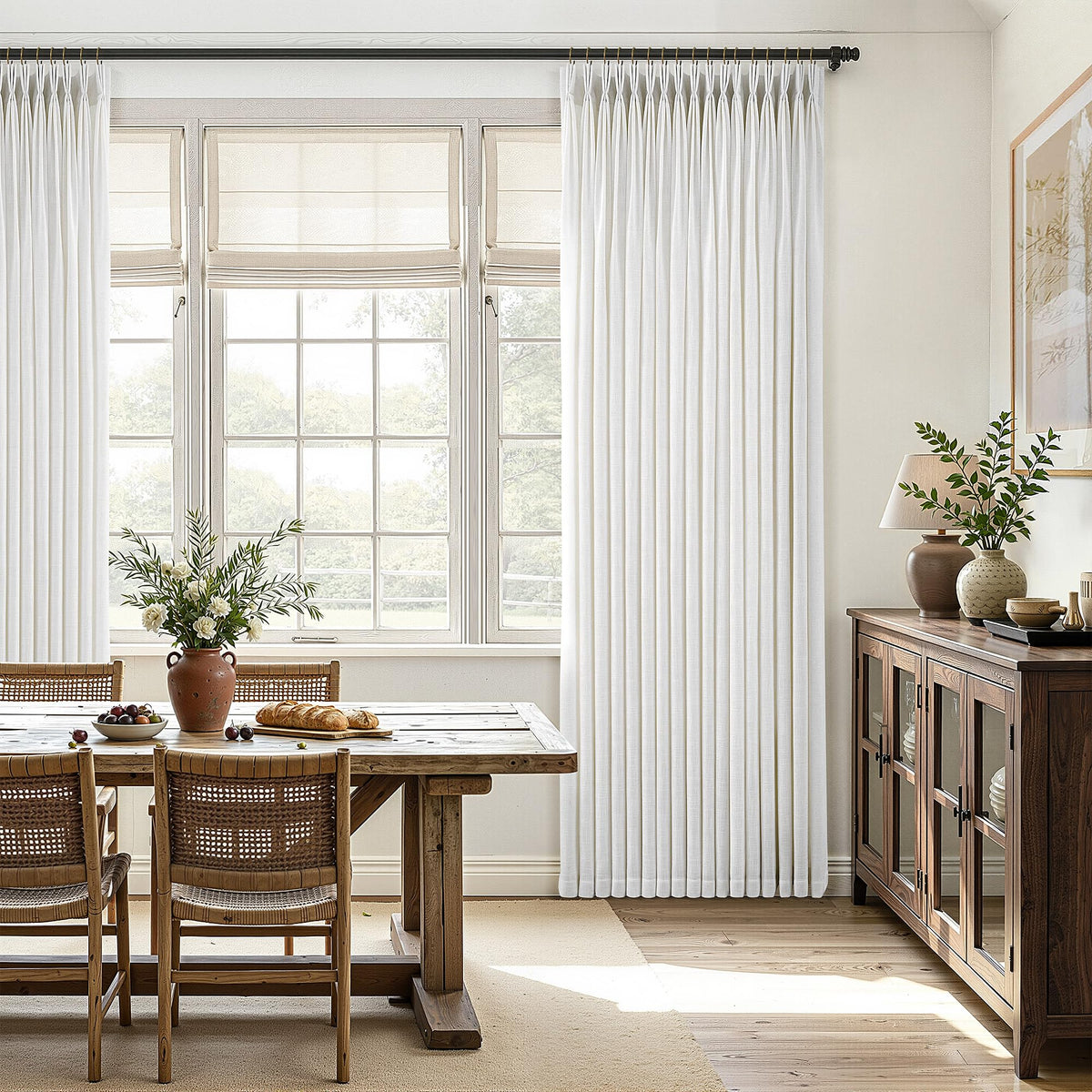 60 Inch Extra Wide Pinch Pleated Linen Curtains 90 Inch Length M4506