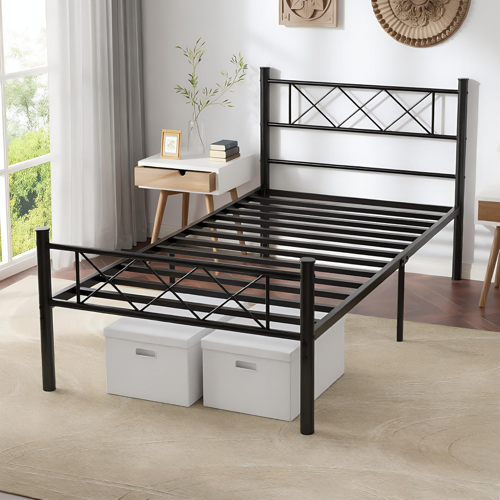 Twin Size Metal Bed Frame with Headboard I149
