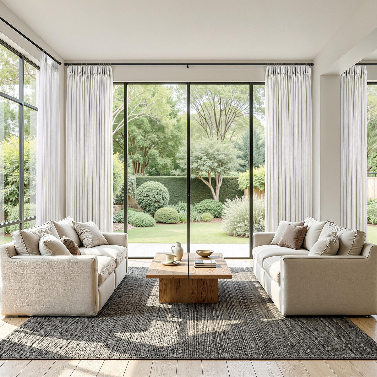 60 Inch Extra Wide Pinch Pleated Linen Curtains 90 Inch Length M4506