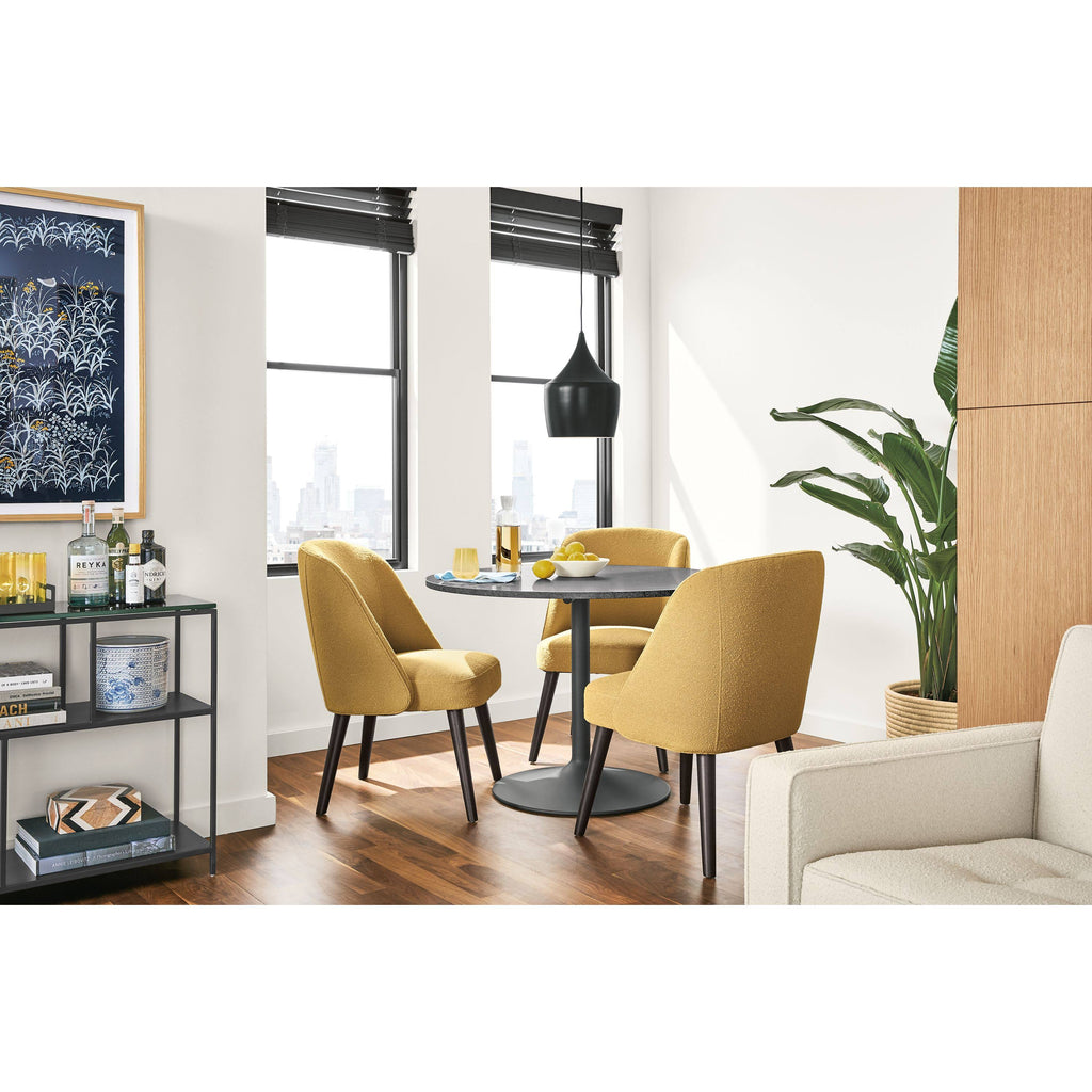 Modern Cora Side Chair in Sumner Linen with Charcoal Legs White Brown Performance Fabric R609613