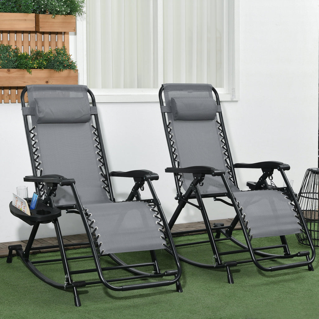 Set of 2 Gray Folding Zero Gravity Lounge Chairs U62937