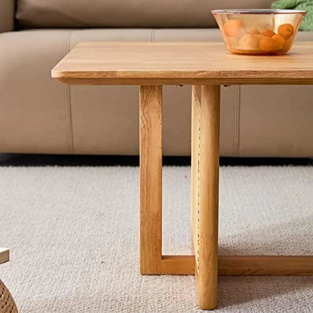 Wooden Coffee Table 47.2" Rectangular with MDF Desktop and Metal Legs Q796767