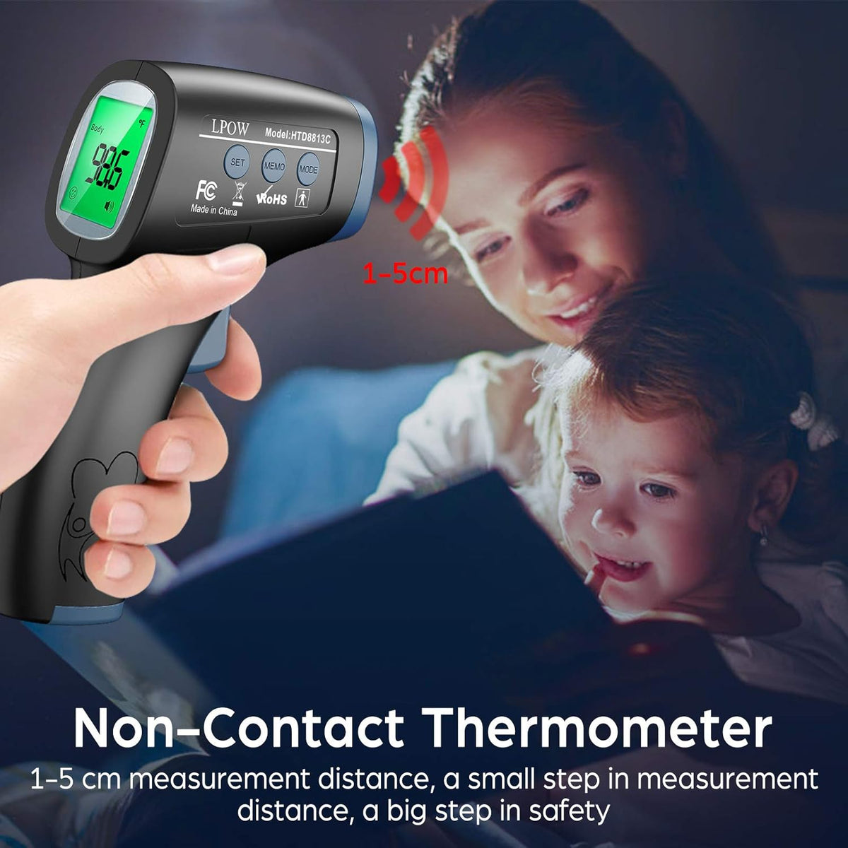 Touchless Infrared Digital Thermometer, Black Q6358