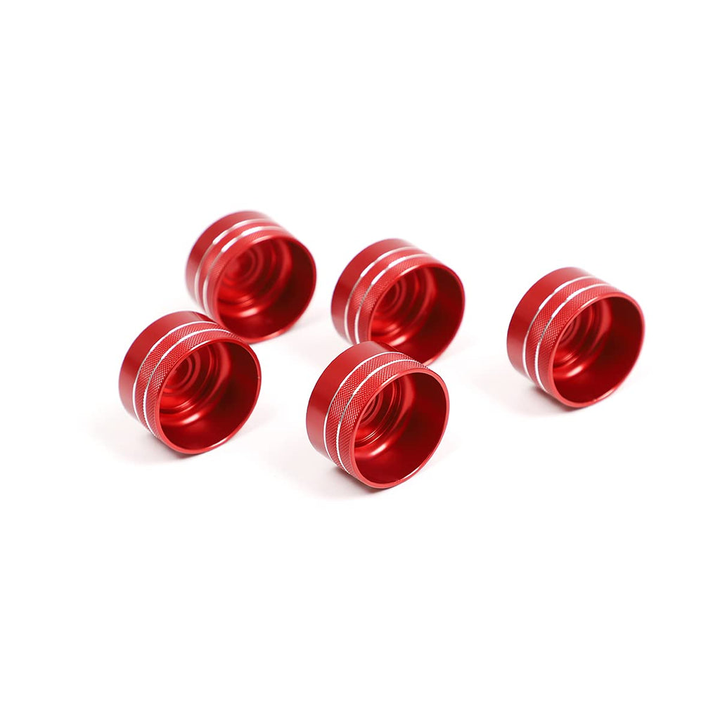 Red Aluminum Alloy Air Conditioner Volume Knob Cover Trim Pack of 2 Q88857