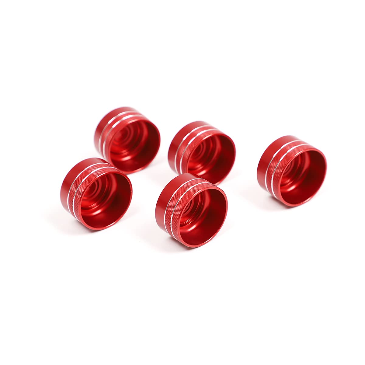 Red Aluminum Alloy Air Conditioner Volume Knob Cover Trim Pack of 2 Q88857