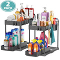 2 Pack 2-Tier Pull Out Under Sink Organizer with Hook & Hanging Cup N22794