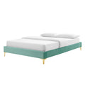 King Size Velvet Blue Platform Bed Frame J424