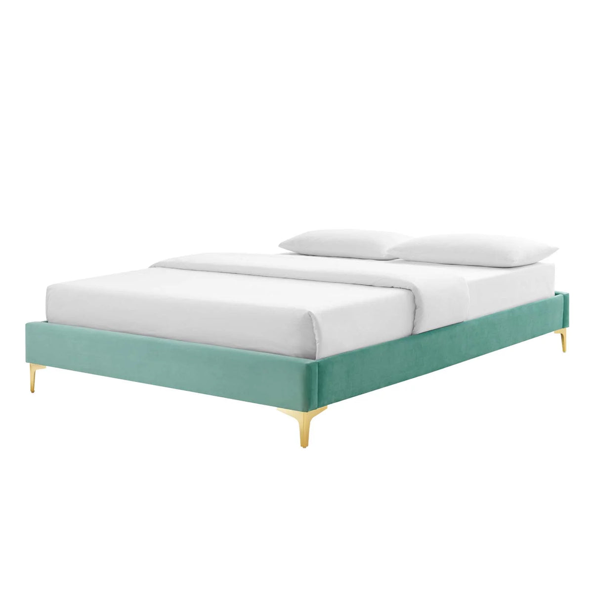 King Size Velvet Blue Platform Bed Frame J424