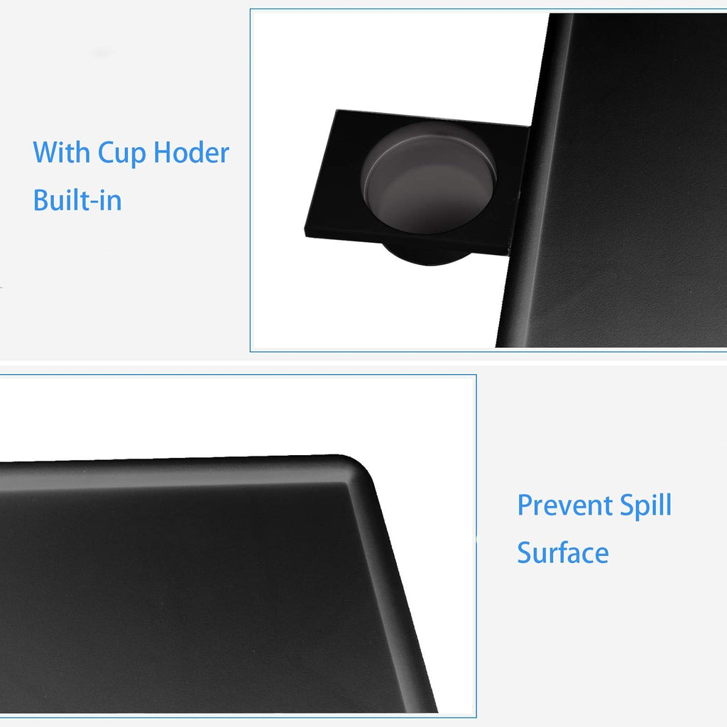 2 Pack Black Adjustable Folding TV Tray Table with Cup Holder Y265414
