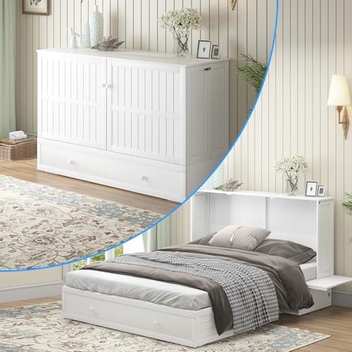 Queen Murphy Bed with Storage Drawers and Mattress F65605