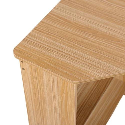 Light Brown Corner Desk with Drawers and Open Shelves D7011