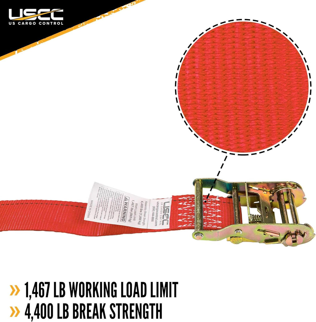 2 Inch x 15 Foot Red Ratchet Straps 4 Pack A26416