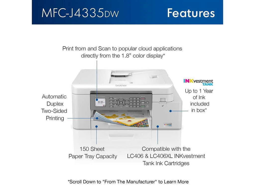 Color Inkjet Printer with Duplex and Wireless Printing U46996