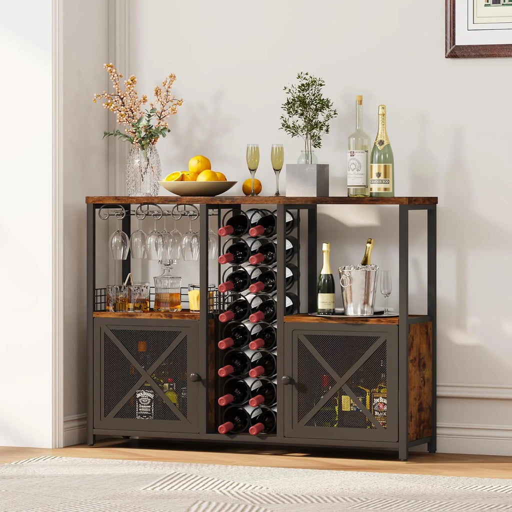 Wooded Coffee Bar Cabinet with Storage Sideboard B884480