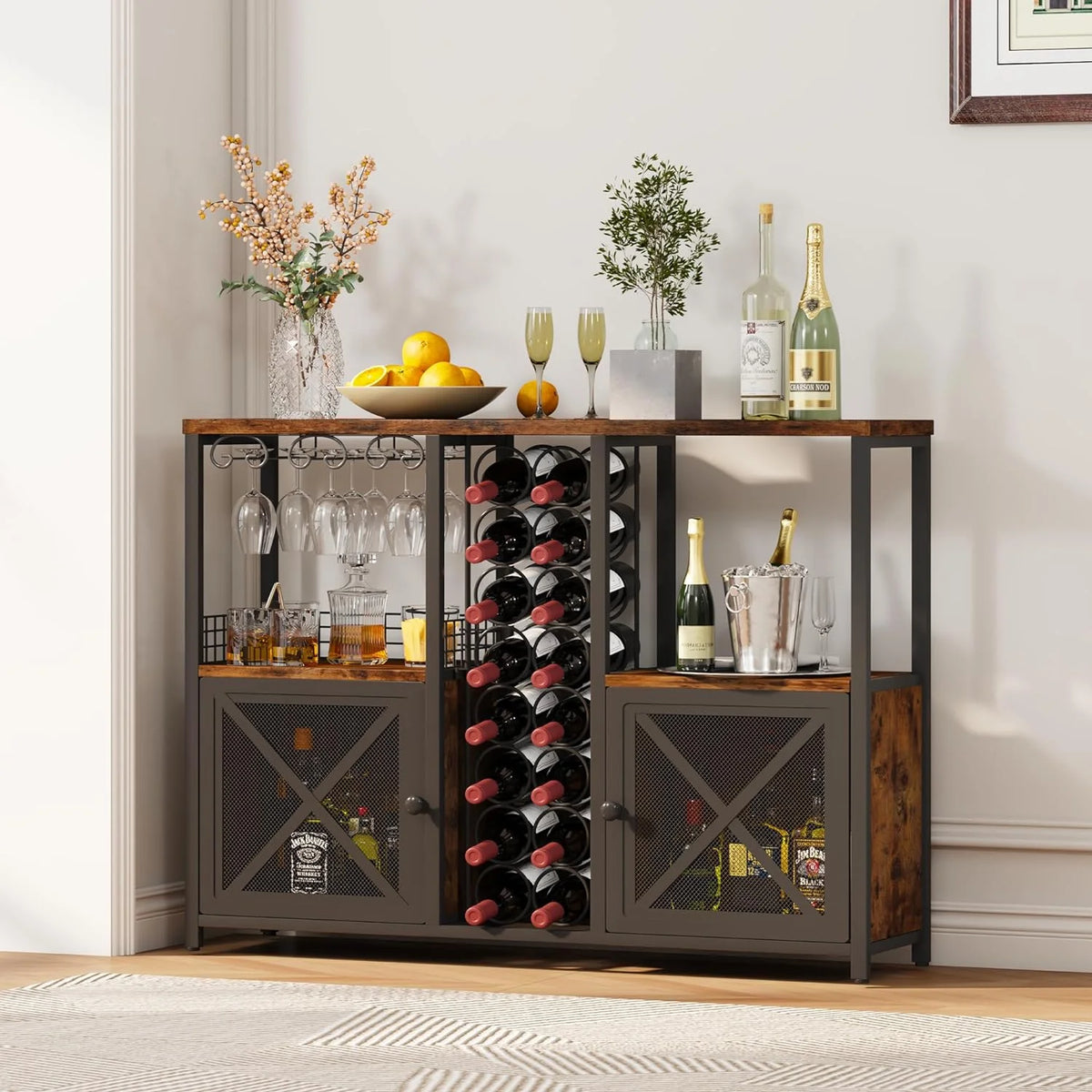 Wooded Coffee Bar Cabinet with Storage Sideboard B884480