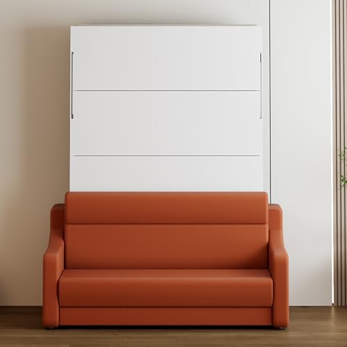 White Full Size Murphy Bed Cabinet with Shelf and Drawers Y900