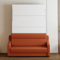 White Full Size Murphy Bed Cabinet with Shelf and Drawers Y900