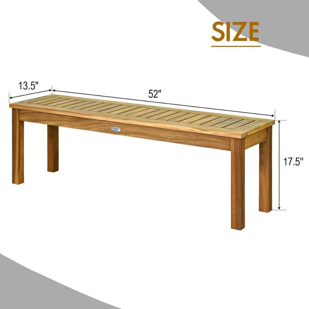 Outdoor Acacia Wood Dining Bench with Slatted Seat M31444