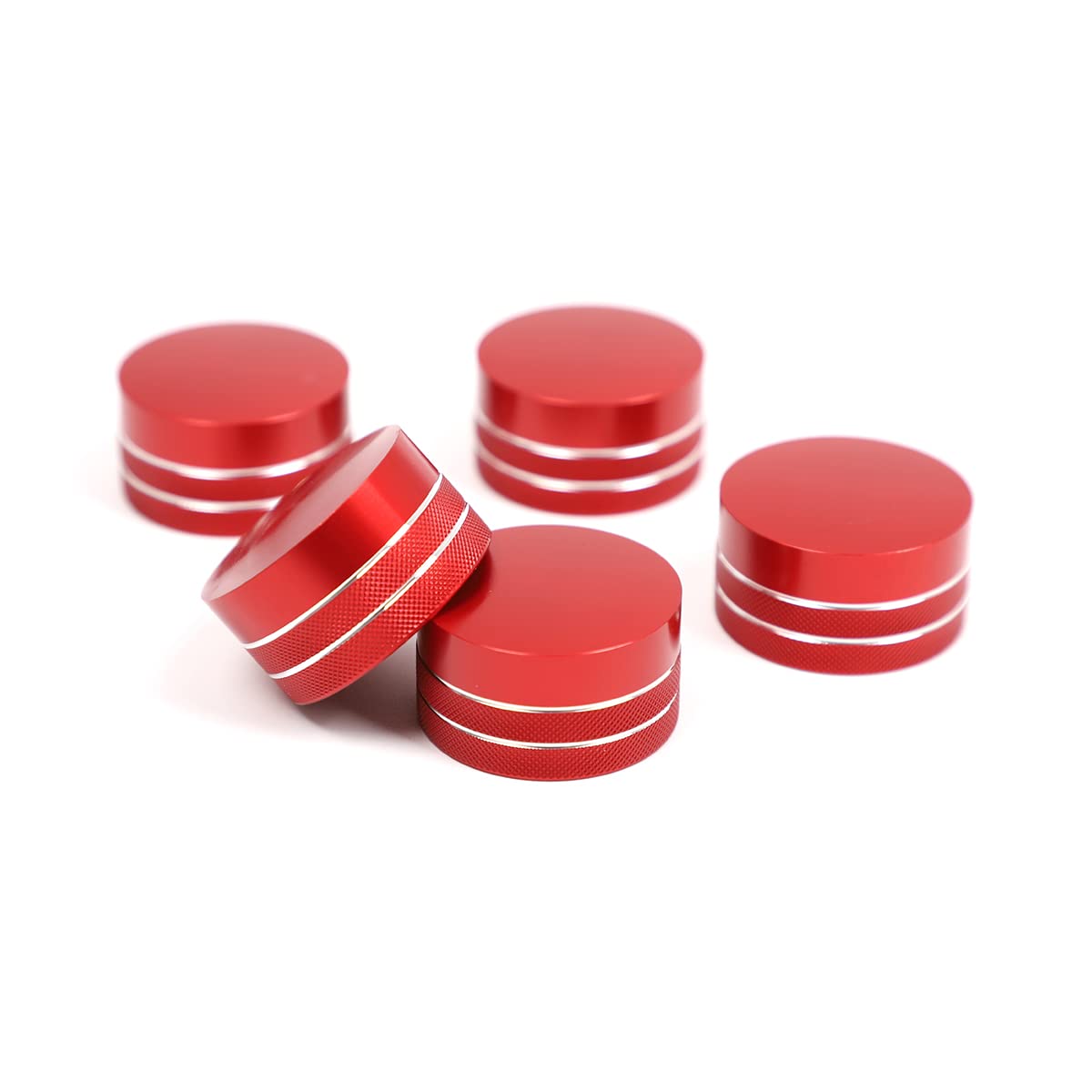 Red Aluminum Alloy Air Conditioner Volume Knob Cover Trim Pack of 2 Q88857
