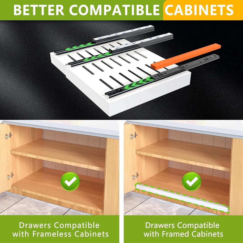4 Pack Pull Out Cabinet Organizer, 21Deep Slide Out Drawer Organizers, White N3634