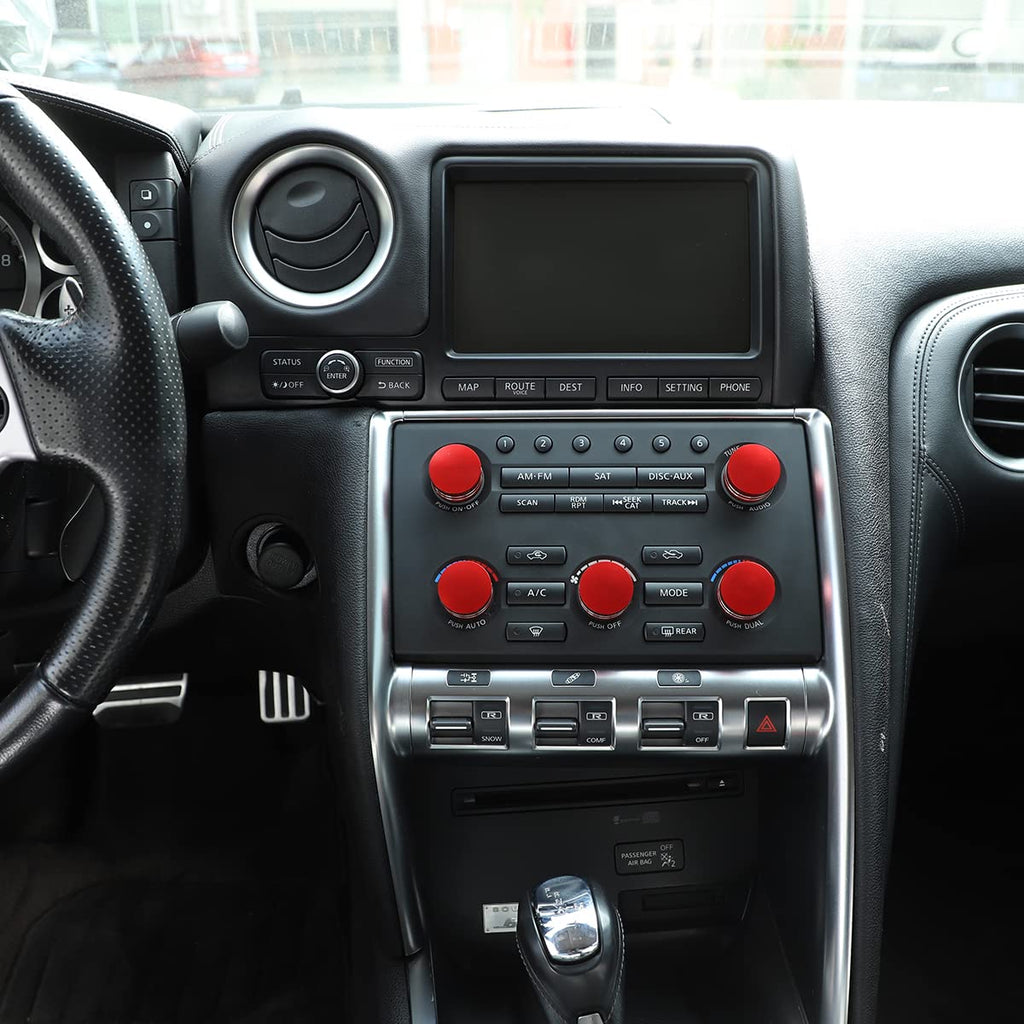 Red Aluminum Alloy Air Conditioner Volume Knob Cover Trim Pack of 2 Q88857