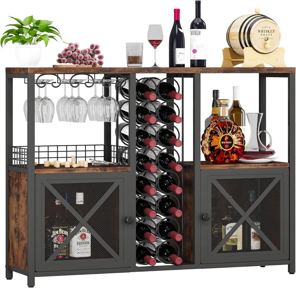 Wooded Coffee Bar Cabinet with Storage Sideboard B884480