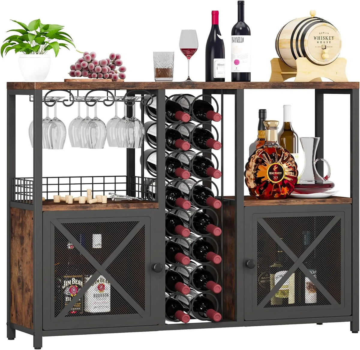 Wooded Coffee Bar Cabinet with Storage Sideboard B884480