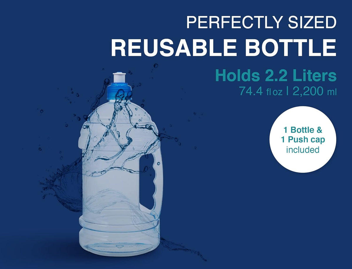 2.2 Liter Clear Plastic Water Bottle with Push Cap O94069