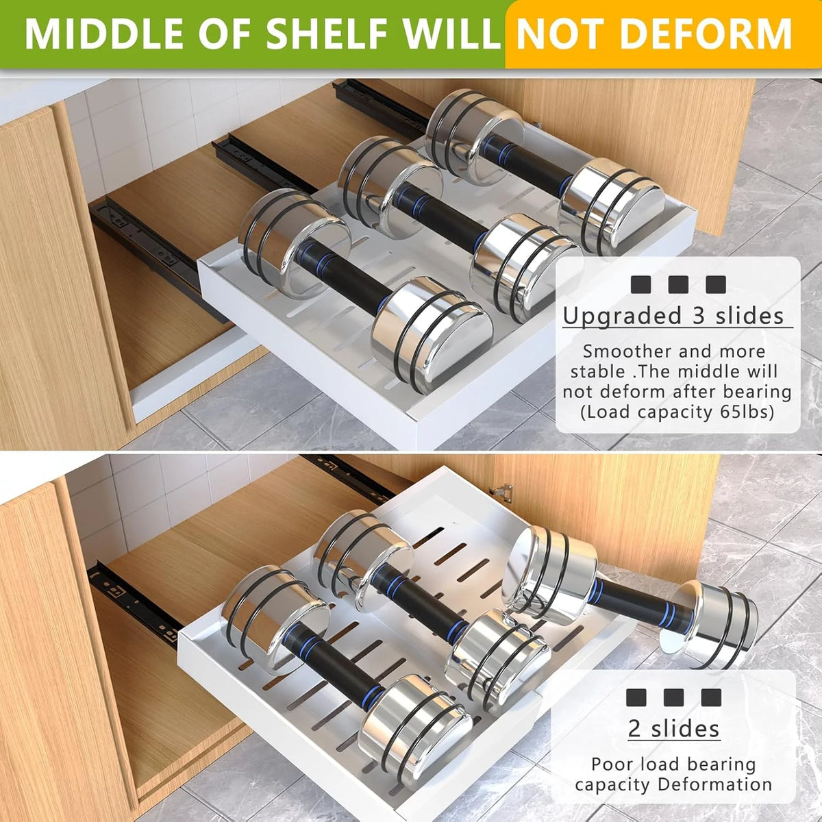 4 Pack Pull Out Cabinet Organizer, 21Deep Slide Out Drawer Organizers, White N3634