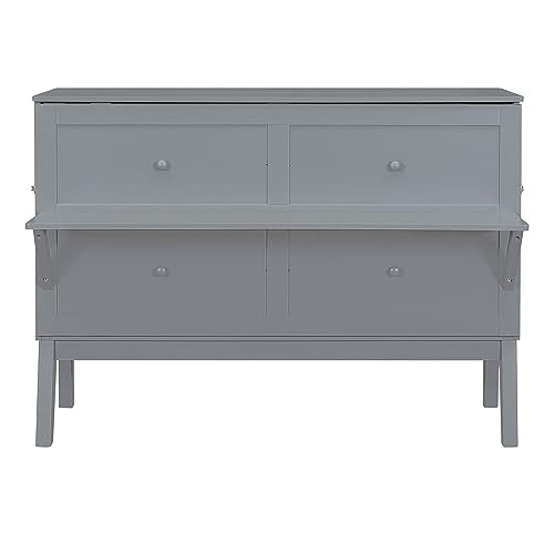 Full Size Solid Wood Murphy Bed with Cabinet and Drawers G6227