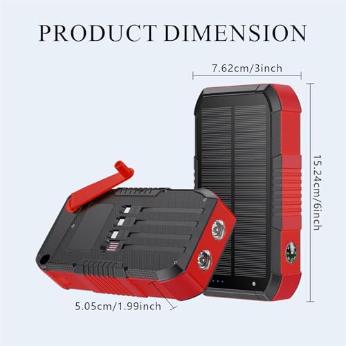 Solar Power Bank 66800mAh Hand Crank 4 Cables 22.5W Fast Charge Black P4497