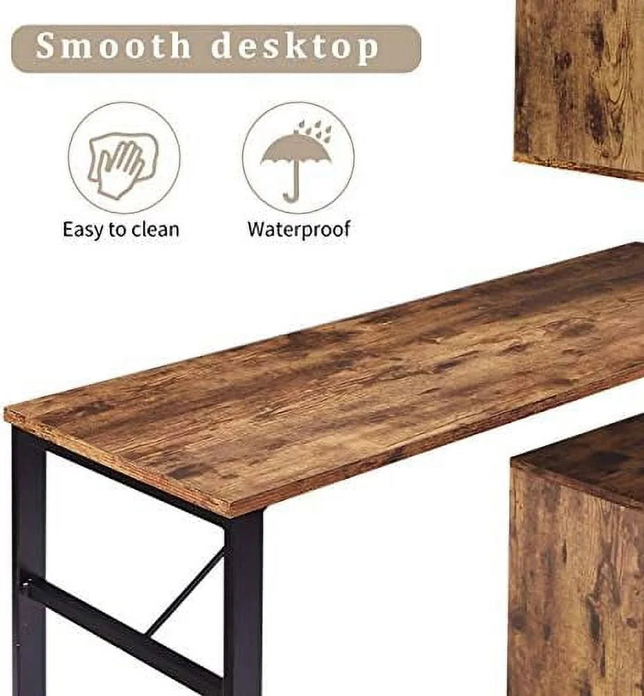 L-Shaped Corner Computer Desk with Bookshelf J94933