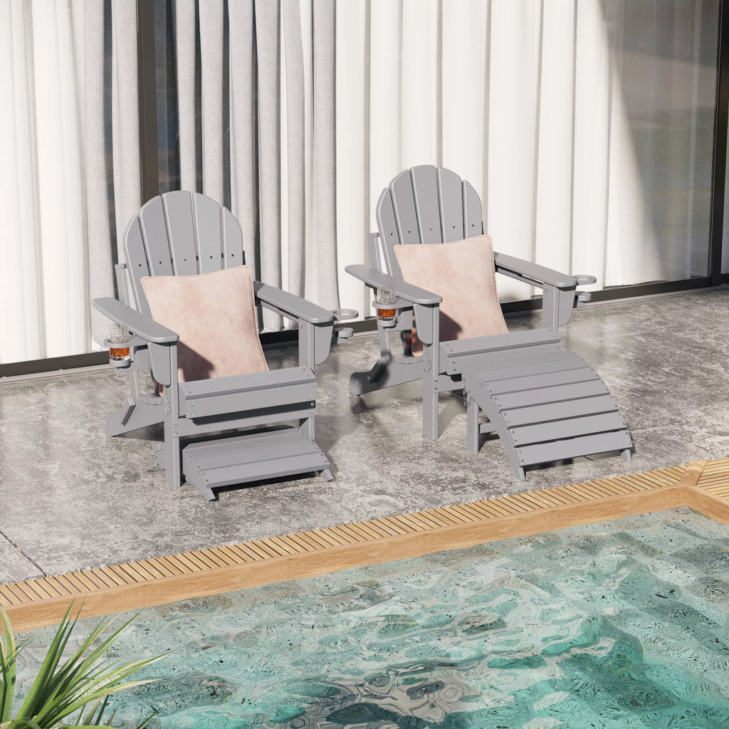 Gray Adirondack Chair Ottoman E31619
