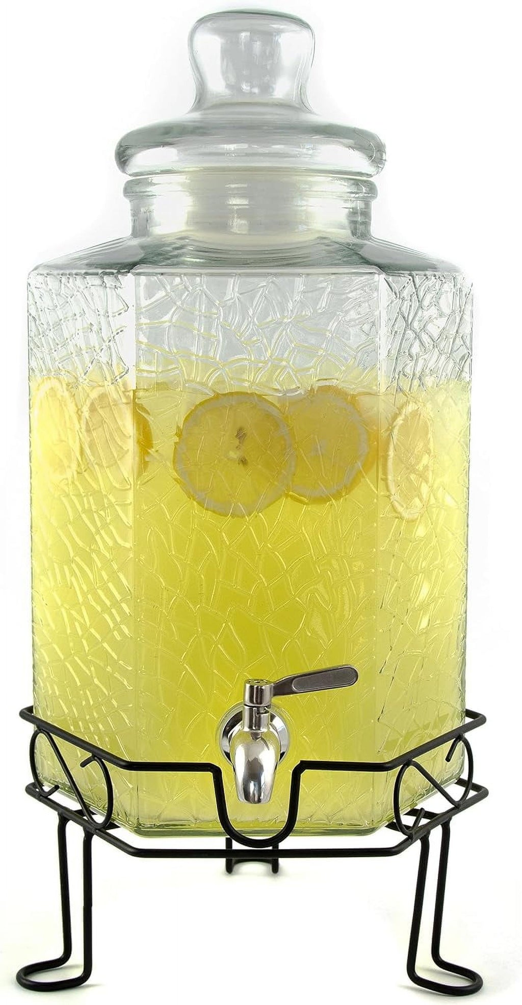 Gallon Glass Beverage Dispenser with Stainless Spigot and Stand B99247