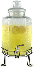 Gallon Glass Beverage Dispenser with Stainless Spigot and Stand B99247