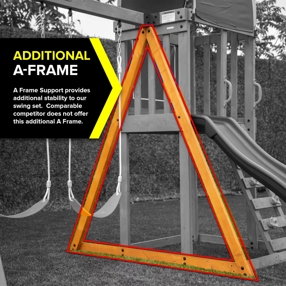 Wooden Swing Set with Double A-Frame and Slide J5742