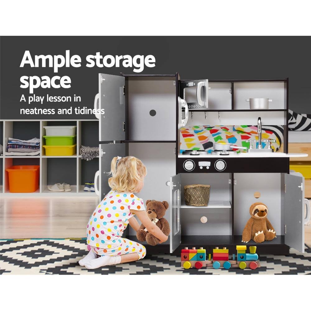 Black Kids Kitchen Set Pretend Play Food Toys H26450