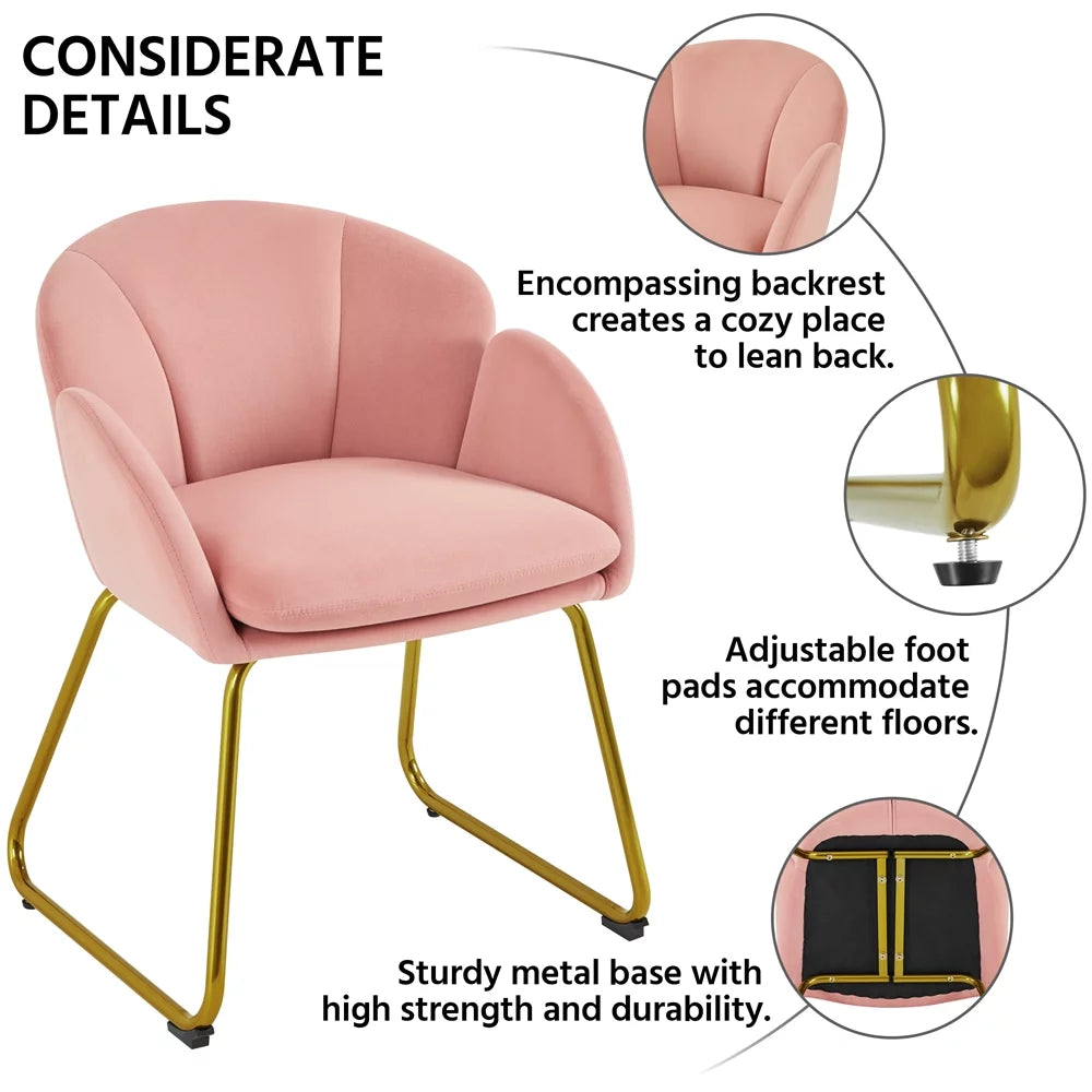 Velvet Dining Chair with Golden Metal Legs L964201