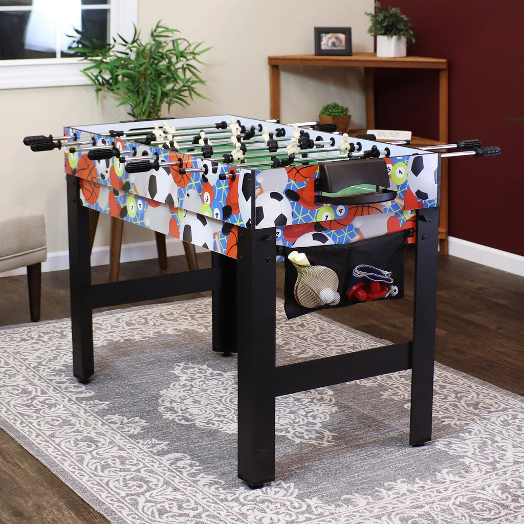 5-in-1 Multi-Game Table with Billiards, Push Hockey, Foosball, Ping Pong, and Basketball X713