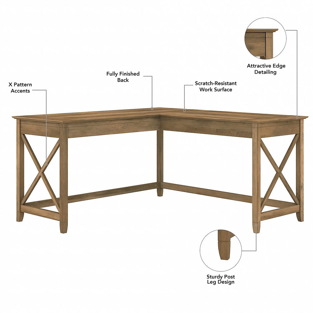 L Desk with Mobile File Cabinet in Reclaimed Pine Engineered Wood S2269