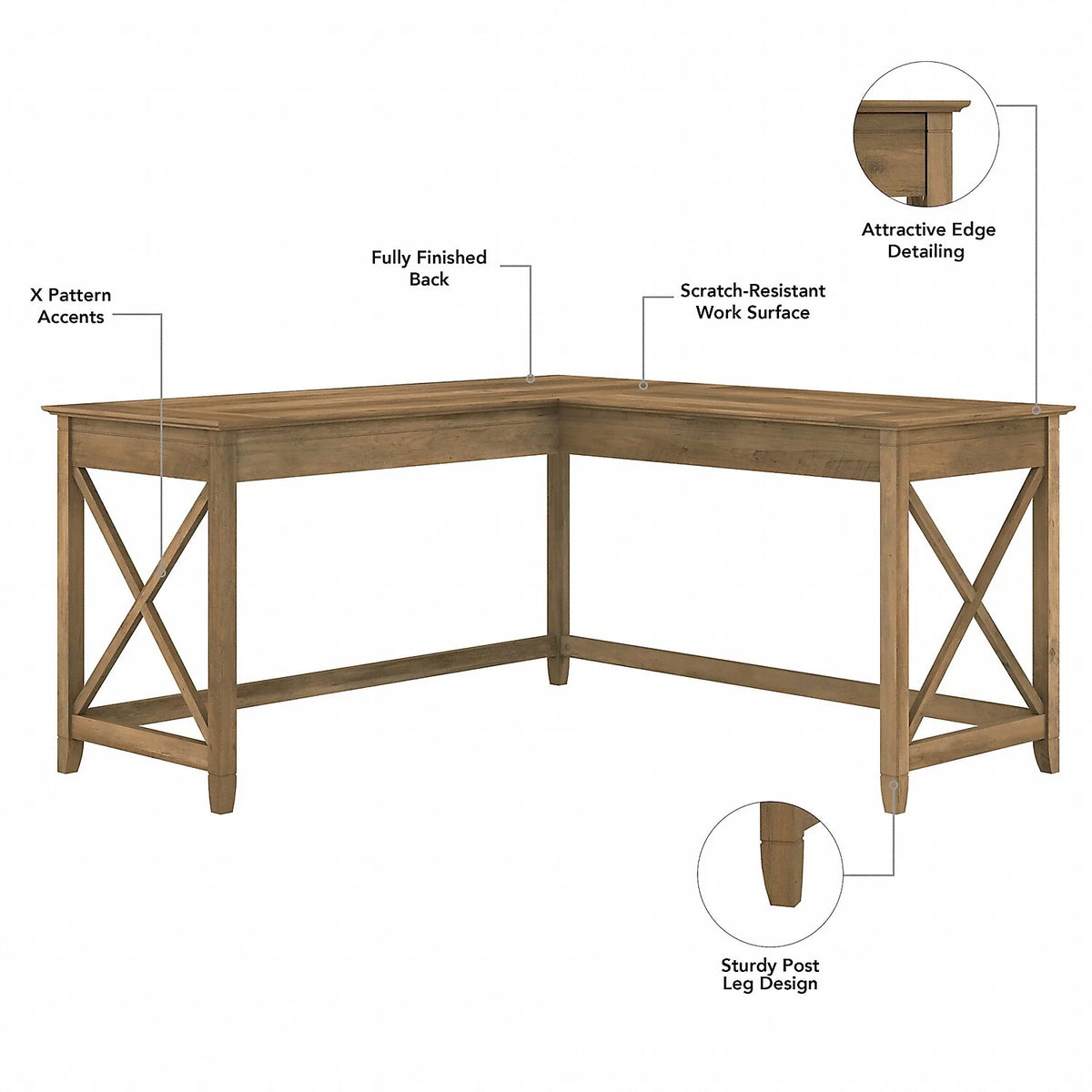 L Desk with Mobile File Cabinet in Reclaimed Pine Engineered Wood S2269