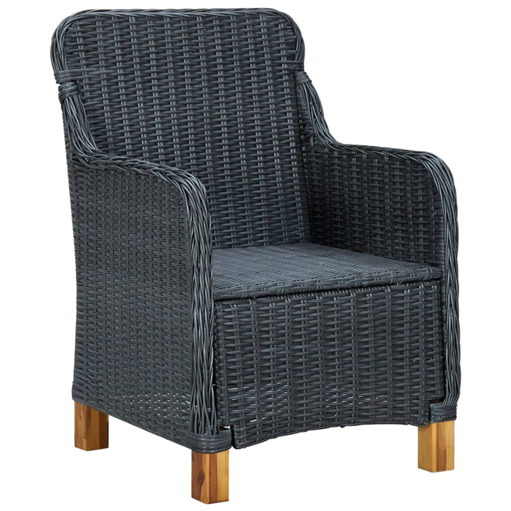 2 Pcs Poly Rattan Patio Chairs with Cushions Dark Gray Z2240