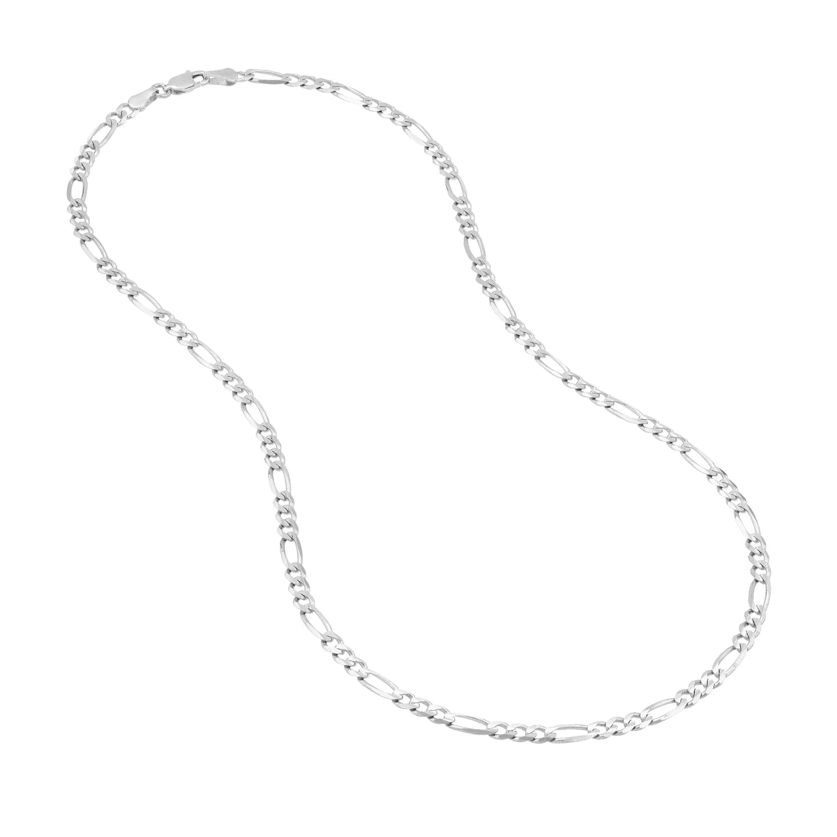 14K White Gold 20" Figaro Chain Necklace D341