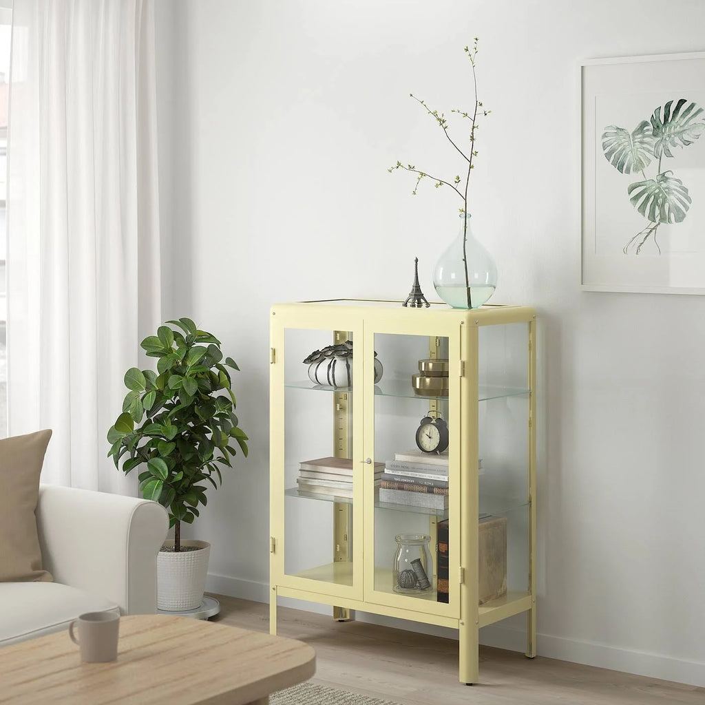 Glass-Door Cabinet Light Yellow V1276