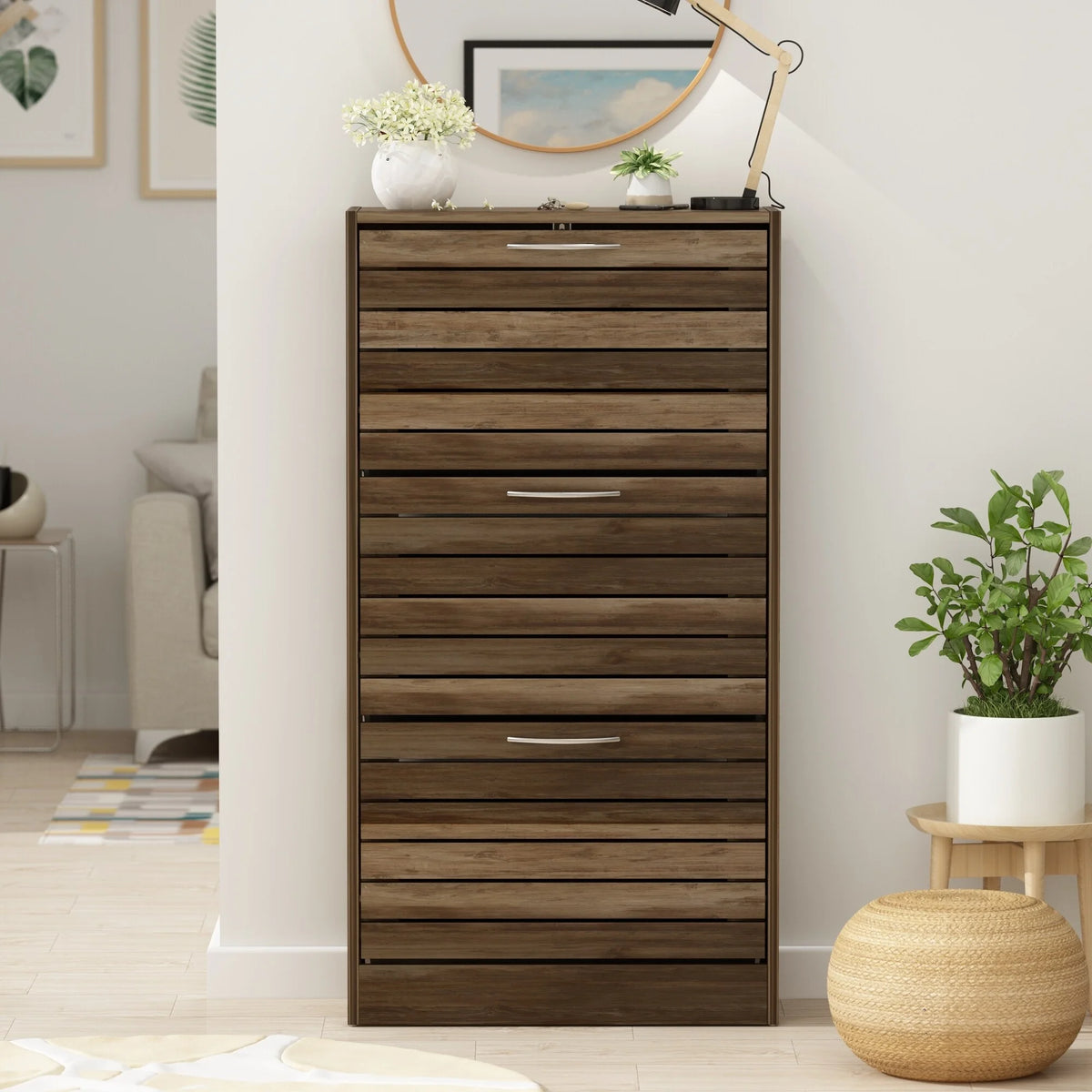 Oak 12-15 Pair Shoe Storage Cabinet K88862
